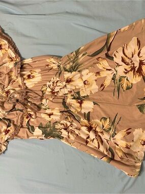 Derek Heart Beige Floral Chemise with Green Accents